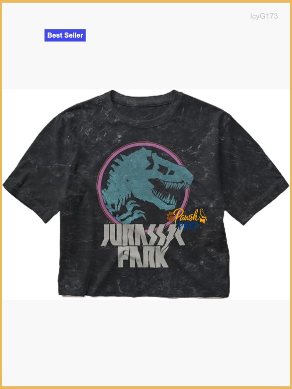 Juniors Cropped T-Shirt Dinosaur Graphic Loose Fit Cotton Tee